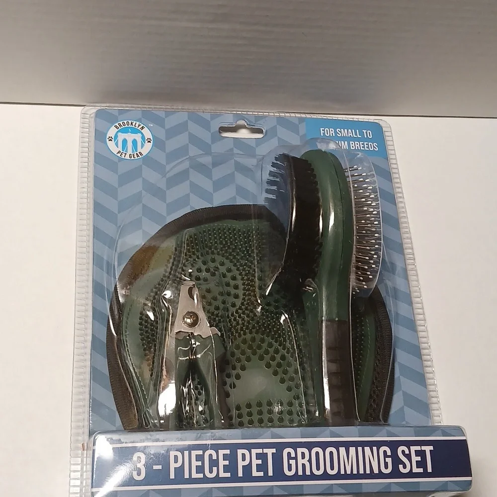 Pet Grooming 3 Piece Set Black Green 3-Way For Small to Medium Breeds NWT